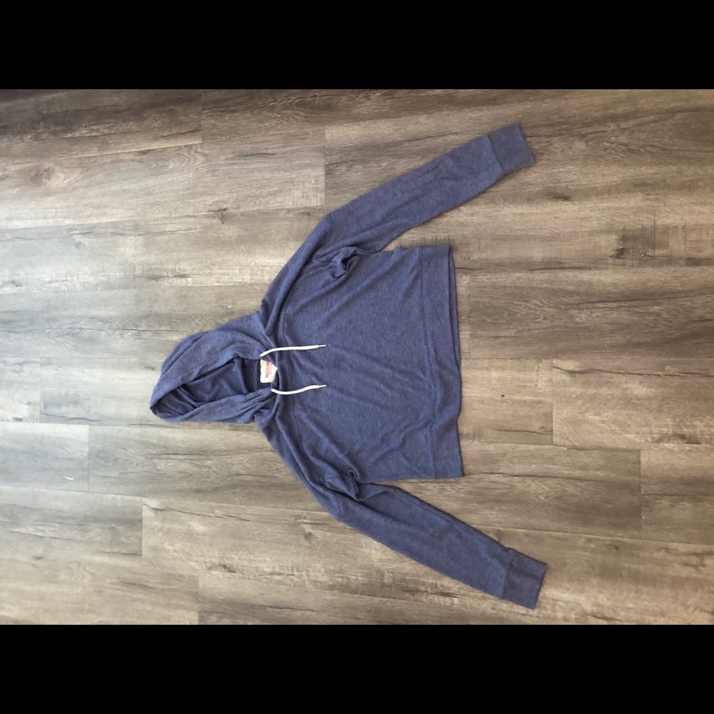Cropped purple sweater.